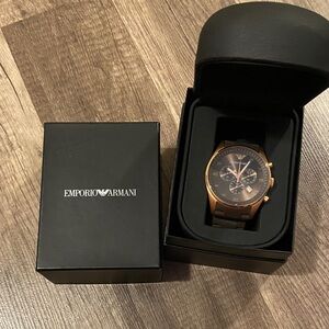 Emporio Armani Men's Elegant brown and rose Gold Chronograph Watch
